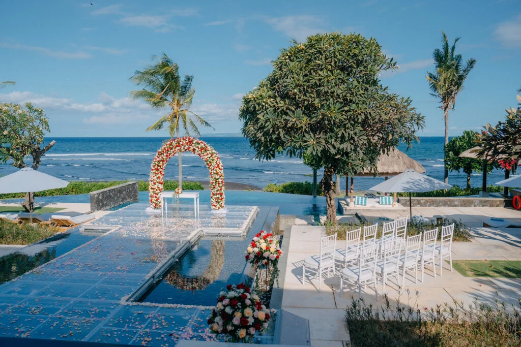 Bali Luxury Oceanfront Wedding Venue Setup at Anapuri Villas Gianyar