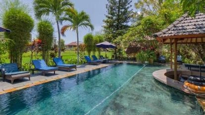 Rice field view at Tegal Sari Resort in Ubud Bali, an affordable boutique stay near Monkey Forestt